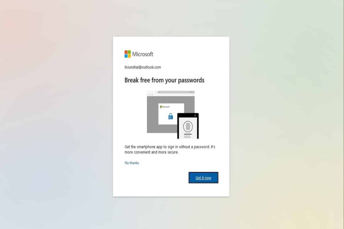 Passwordless Microsoft Account - Microsoft account can now be used without a password